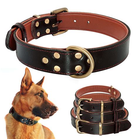 Soft Genuine Leather Dog Collar Padded Pet Collar For Small Medium