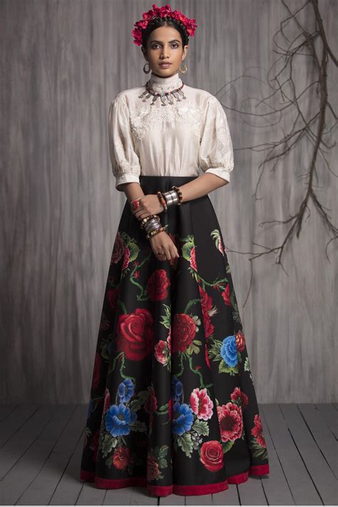 Buy Black Neoprene Printed Maxi Skirt For Women By Payal Jain Online At