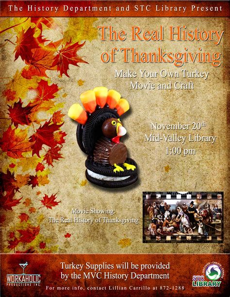 Nov 20 The Real History Of Thanksgiving And Make Your Own Turkey At