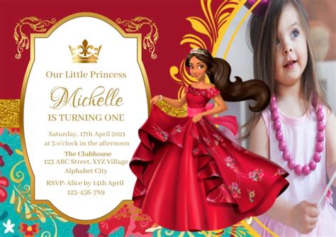 Elena Of Avalor Birthday Invitation 2 Template Postermywall