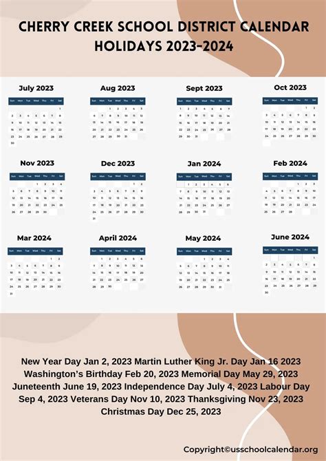 Cherry Creek School District Calendar With Holidays 2023 2024