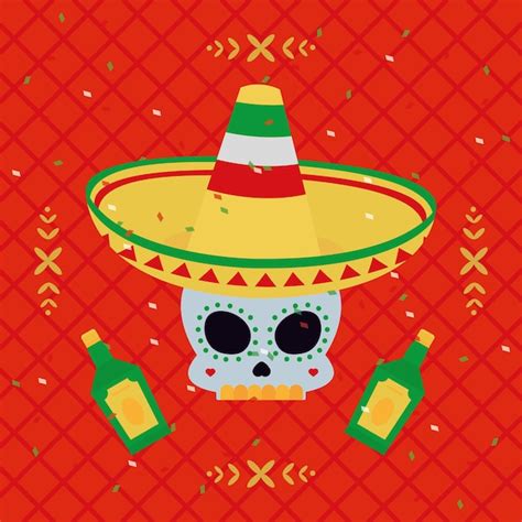 Premium Vector Mexican Skull Wearing Hat