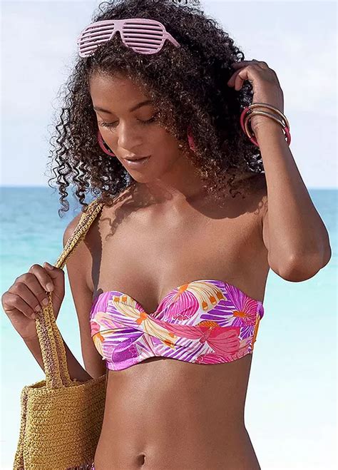 Sunseeker Butterfly Print Underwired Bandeau Bikini Top Look Again