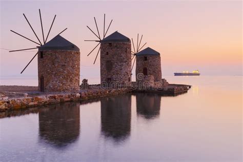 Windmills Of Chios Stock Image Image Of Aegean Windmill 103915073