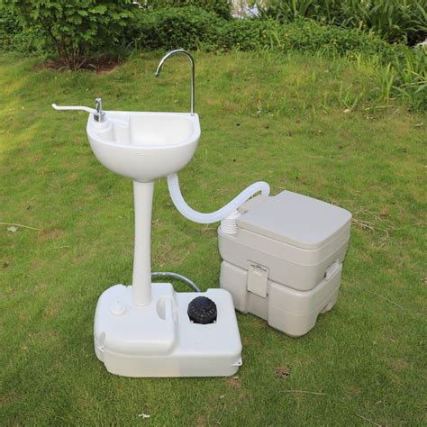 19l Portable Camping Sink Station Hand Wash Stand With 20l Flush Toilet