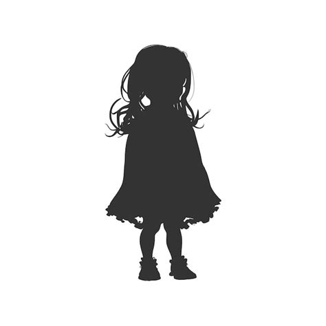 Premium Vector Black Silhouette Of Little Girl On White Background