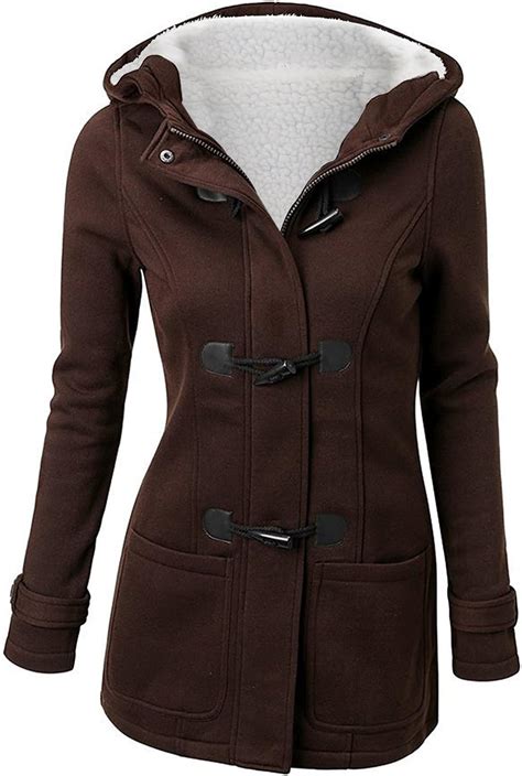 Annystore Womens Duffle Toggle Coat Long Wool Blended