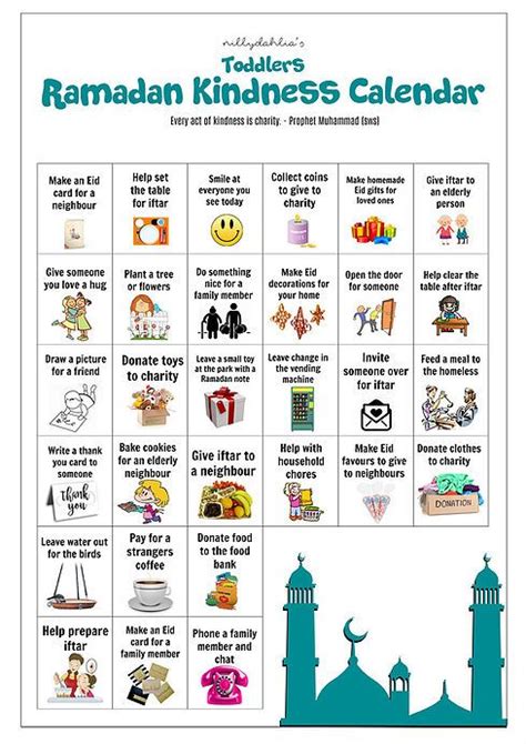 Ramadan Kindness Calendar Activities For Toddlers Ramadan Kids