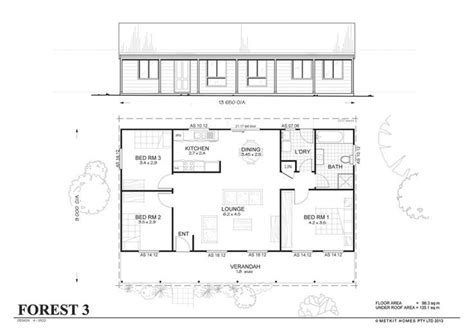 Forest 3 Met Kit Homes 3 Bedroom Steel Frame Kit Home Floor Plan