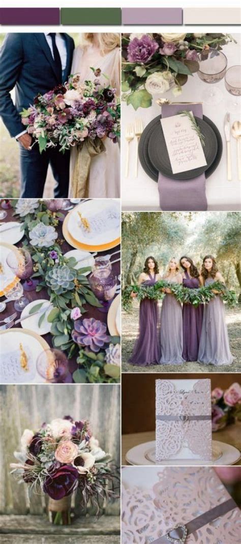 Elegant Greenery Plum Lavender Fall Wedding Color Palettes Fallwedding