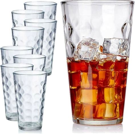 Water Drinking Glasses Set Of 8 Highball Glassware Clear Beer Juice Bar