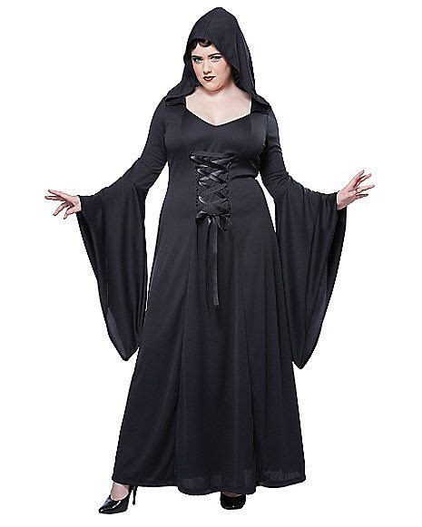 Black Hooded Robe Womens Plus Size Costume Plus