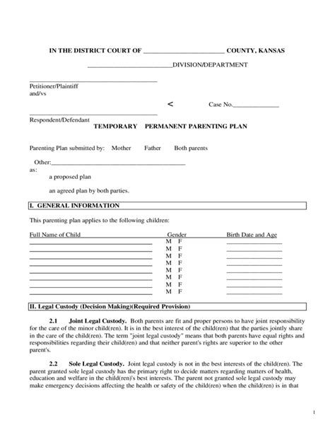 Joint Custody Agreement Form 6 Free Templates In Pdf Word Excel