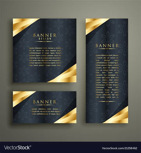 Golden Luxury Banner Design Set Royalty Free Vector Image