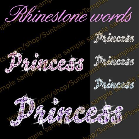 Instant Download Rhinestone Words Princess 01 Clip Art Png
