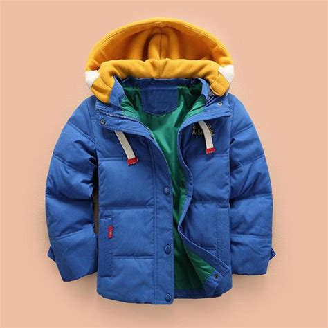 2017 New Boys Winter Coat Hooded Zipper Fleeced Down Jackets For Boys