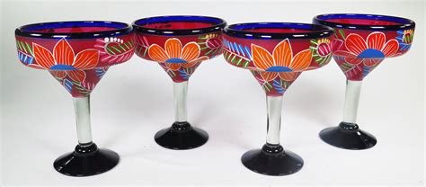 Mexican Margarita Glass 15oz Hand Painted Pop Red Designs