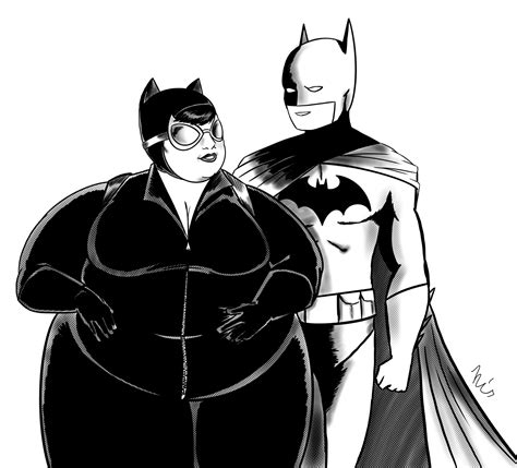 Fat Catwoman And Batmanblack And White By Plus Spider On Deviantart
