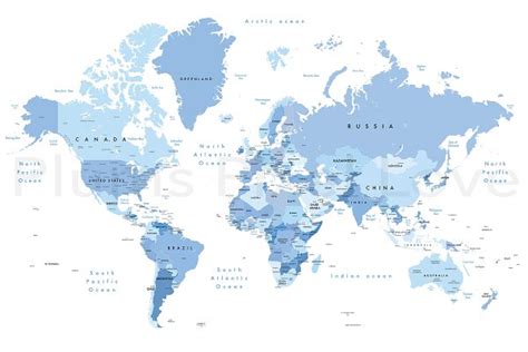 Detailed World Map 60x40 Max Jpeg Custom Designed Illustrations