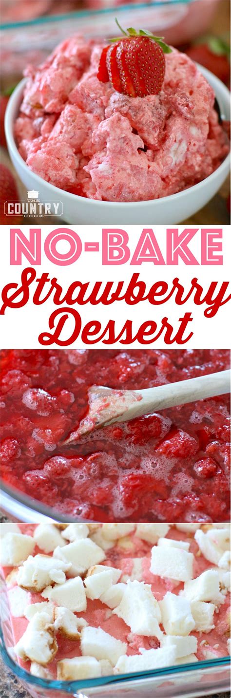 Pour over cake and refrigerate until set. No-Bake Strawberry Dessert recipe from The Country Cook ...
