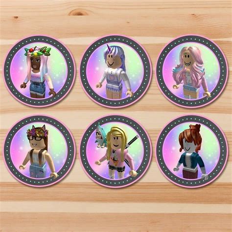 Girl Roblox Cupcake Toppers Pink Roblox Stickers Roblox Etsy