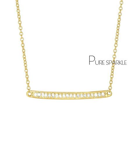 14k Gold 020 Ct Diamond Horizontal Bar Pendant Necklace Fine Jewelry Ebay