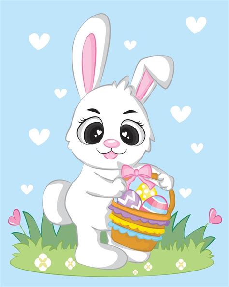 Conejo De Pascua Animado Dibujos Animados Conejito Celebracion Huevo