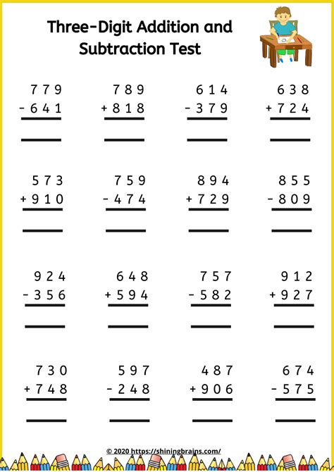 Three Digit Vertical Addition And Subtraction With Regrouping Work