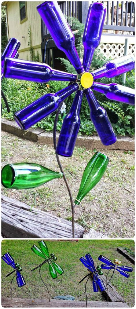 Upcycled glass bottle in the garden | 1001 Gardens ideas ! | Glass gambar png