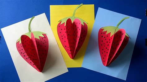 strawberry paper craft - YouTube