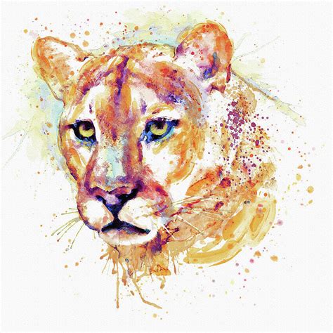 Cougar Head Painting By Marian Voicu Fine Art America