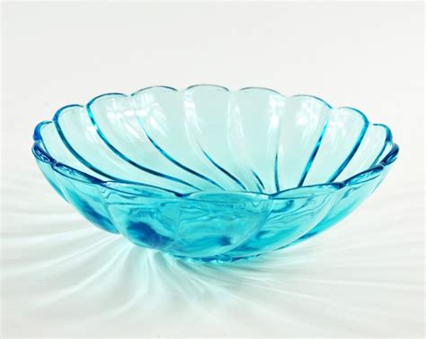 Vintage Turquoise Glass Bowl By Havenvintage On Etsy