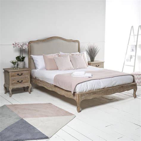 Free shipping and white glove delivery on our online store. French Weathered Limed Oak Upholstered Low Foot Board Bed ...