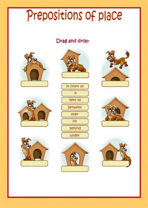 Great for kids to learn prepositions and positional words, as well. Prepositions of place - Interactive worksheet