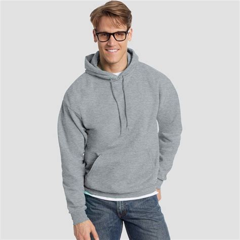 Hanes Mens Ecosmart Fleece Pullover Hooded Sweatshirt Silver Xxl