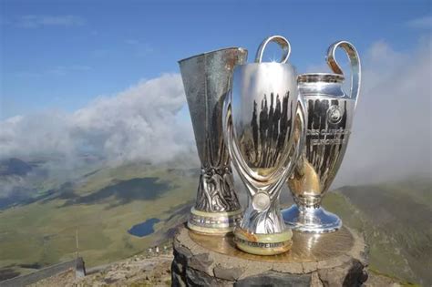Uefa Super Cup European Trophies Reach Snowdon Summit As Trophy
