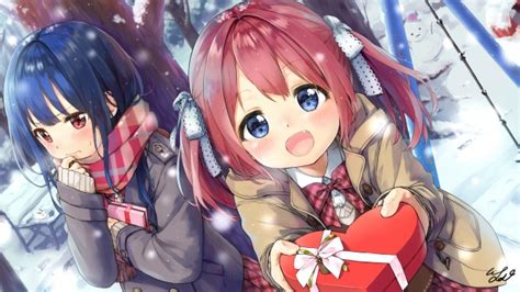 Wallpaper Anime Girls Valentines Day 2018 Chocolate Winter Scarf