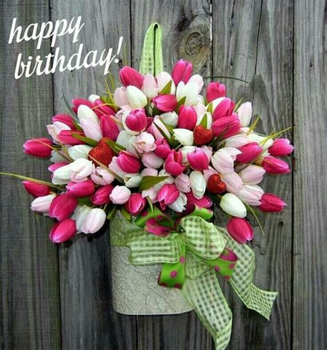 Happy Birthday Images With Tulips💐 — Free Happy Bday Pictures And