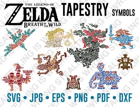 Legend Of Zelda Breath Of The Wild Tapestry Symbols Etsy