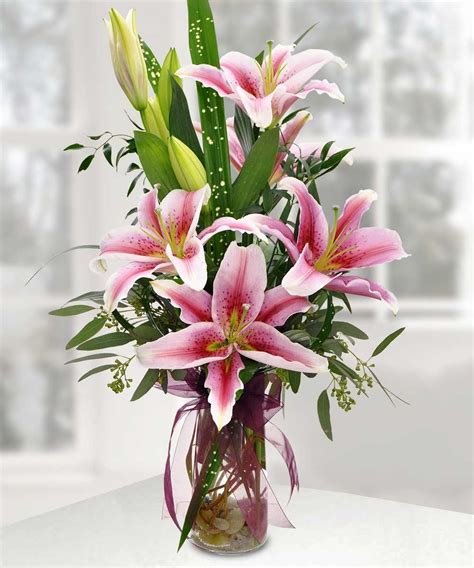 Enchanting Stargazer Lilies In Lily Arrangement Pink Lily