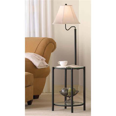 Mainstays Glass End Table Floor Lamp Matte Black Cfl Bulb Included