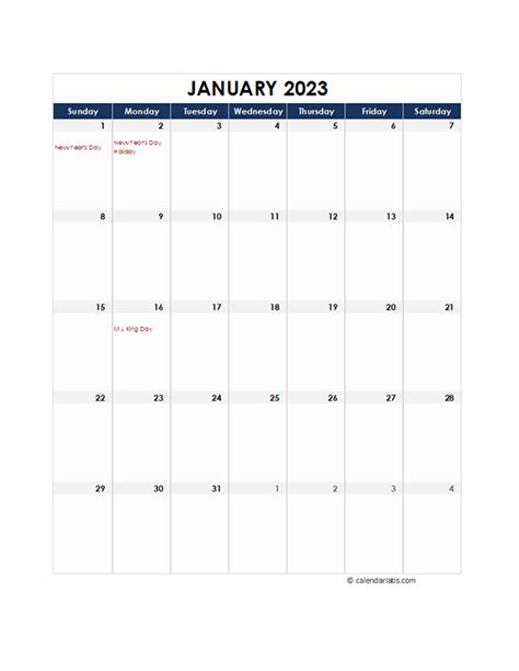 Free Monthly Calendar Template 2023 Printable Printable Free Templates