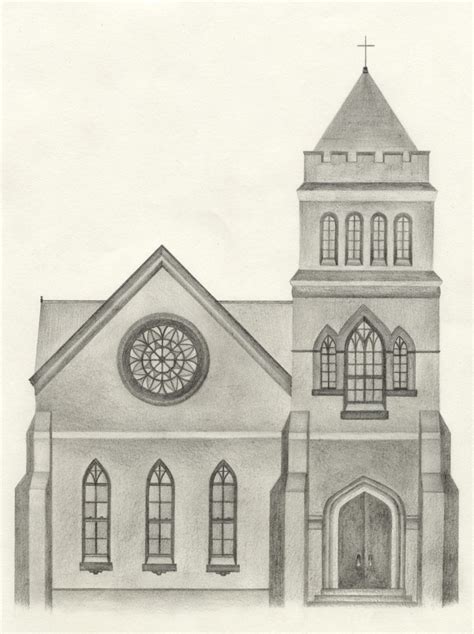 Cathedral Pencil Drawing Etsy