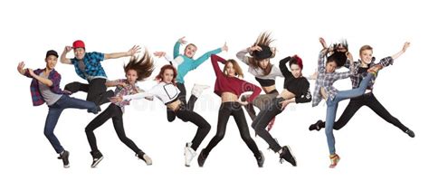Young Modern Dancing Group Practice Dancing Stock Image Image Of