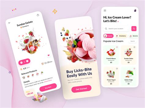 Licks Ice Cream Store App Ui Design Ice Cream Mobile App Ui Search By Muzli