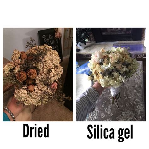 Once the gel has reached its saturation you will need to dry these flowers in a plastic container with a lid. Ladies- bury your bouquets in Silica Gel- worth the time ...
