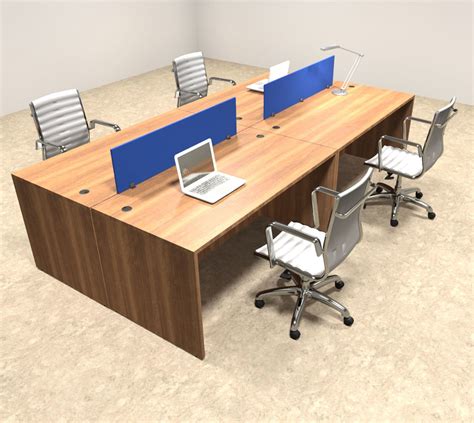 Four Person Modern Blue Divider Office Workstation Desk Set Ot Sul