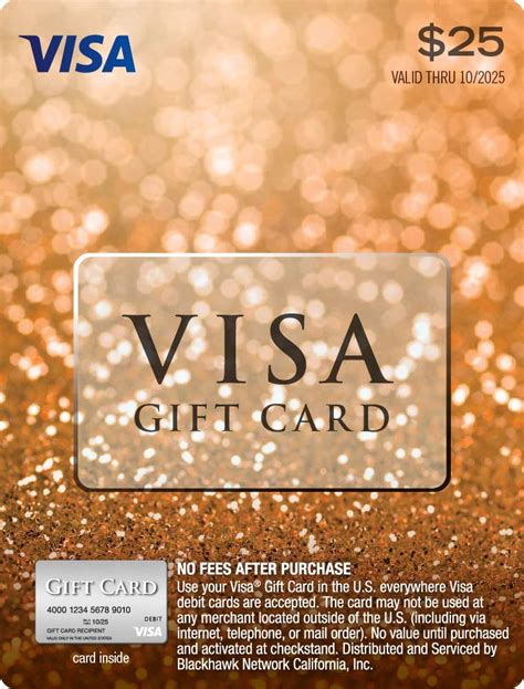 You determine how much money you want to put on the card at the time of purchase. $25 Visa Gift Card (plus $3.95 Purchase Fee) 76750294389 ...