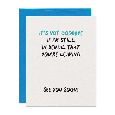 Goodbye Denial Card Funny Leaving Cards Goodbye Cards Diy Goodbye Cards