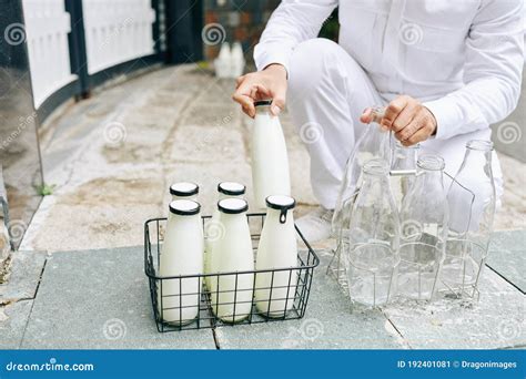 Milkman Exchanging Bottles Stock Image Image Of Freshness 192401081